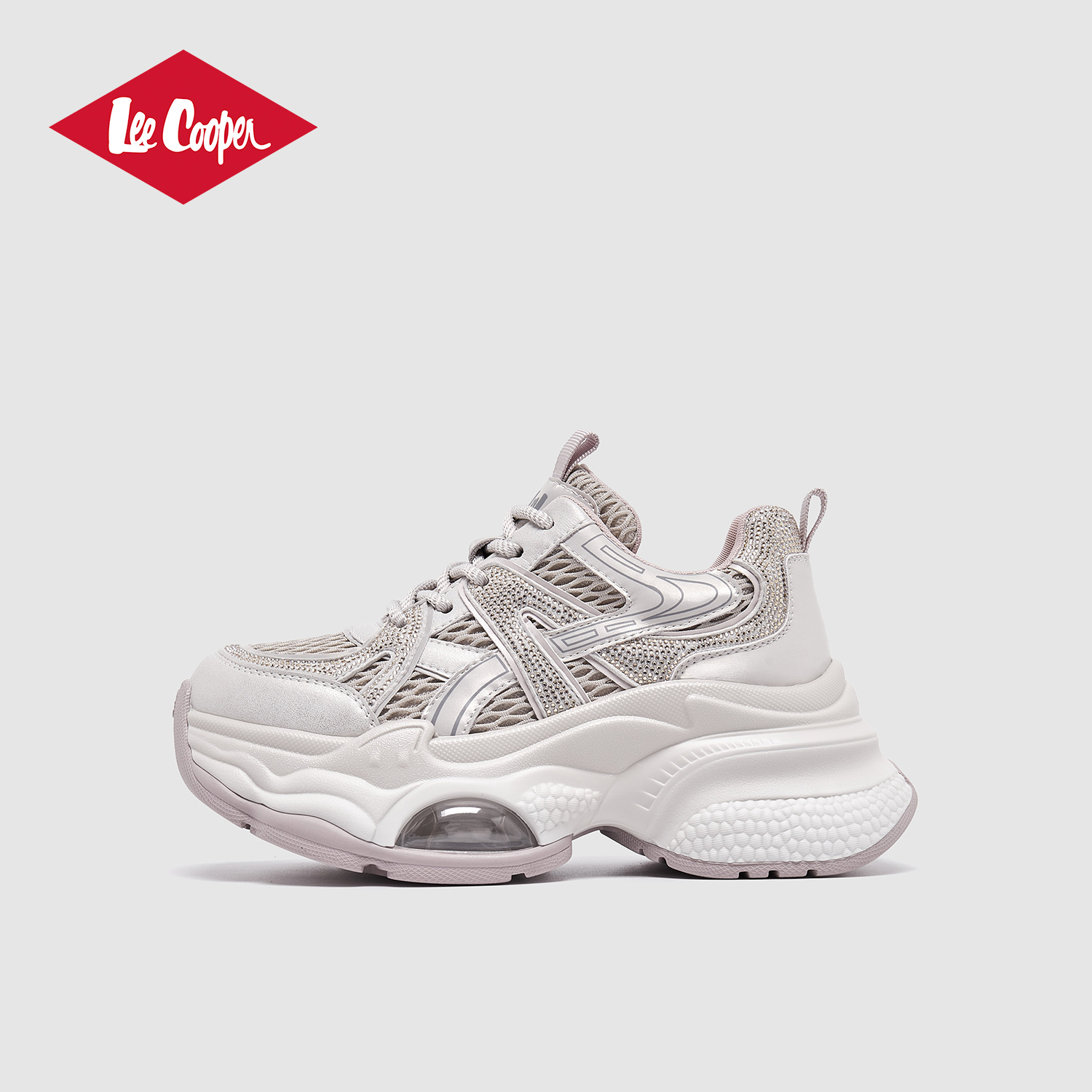 Lee Cooper厚底百搭老爹鞋女2025新款秋季网面气垫软底时尚休闲鞋