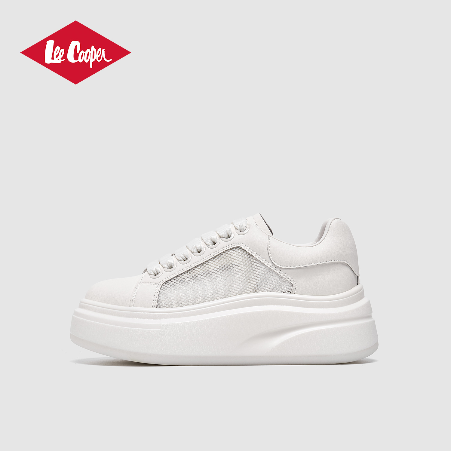 Lee Cooper时尚百搭小白鞋女款2025新款秋季网面软底增高休闲女鞋