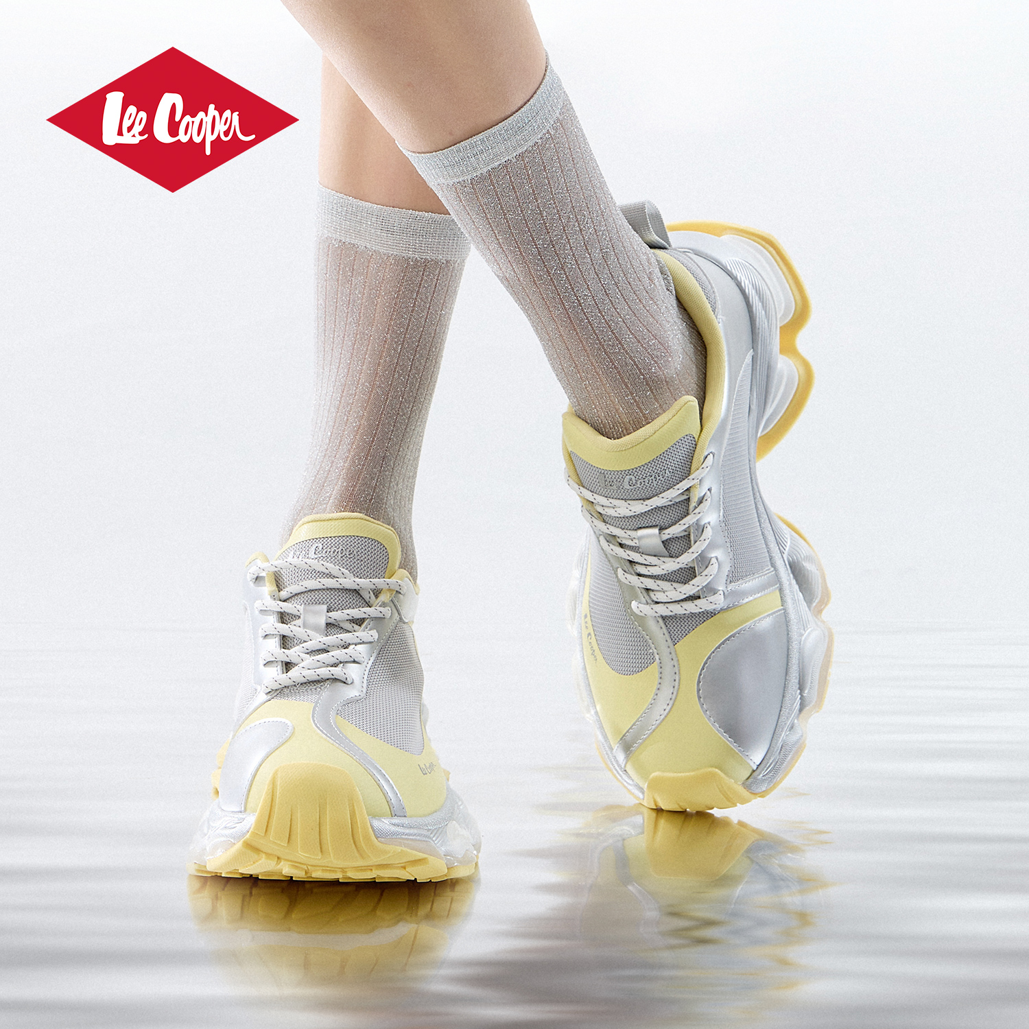 Lee Cooper老爹鞋女休闲鞋25夏季新款百搭增高网面轻便透气运动鞋