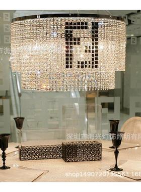 现代简约大气餐厅led水晶吊灯客厅灯K9圆形吊灯F艺术字fend