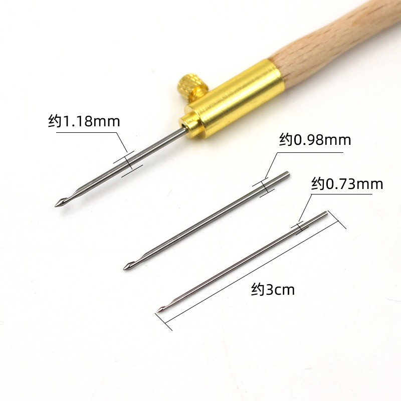 法式反绣实木手柄钩花珠绣u刺绣钩针墩绣反面刺绣反向串珠亮片勾