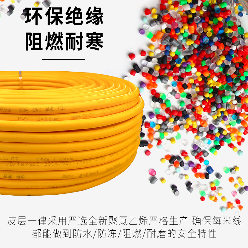 国标电线电缆户外2芯1.5/2.5/4平方护套线牛Q筋线防冻防水插头带