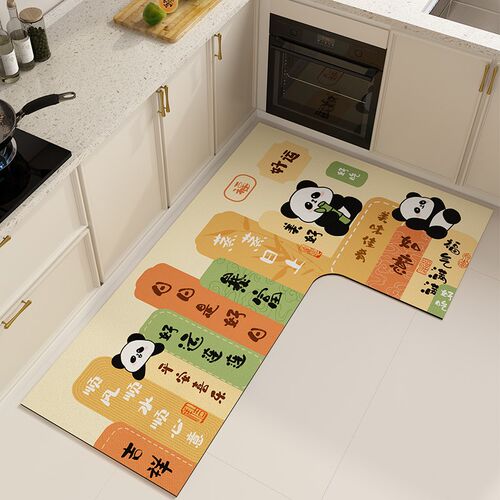 L型厨房地垫防滑防油可擦免洗耐脏硅藻泥7字K形转角边垫2025新款