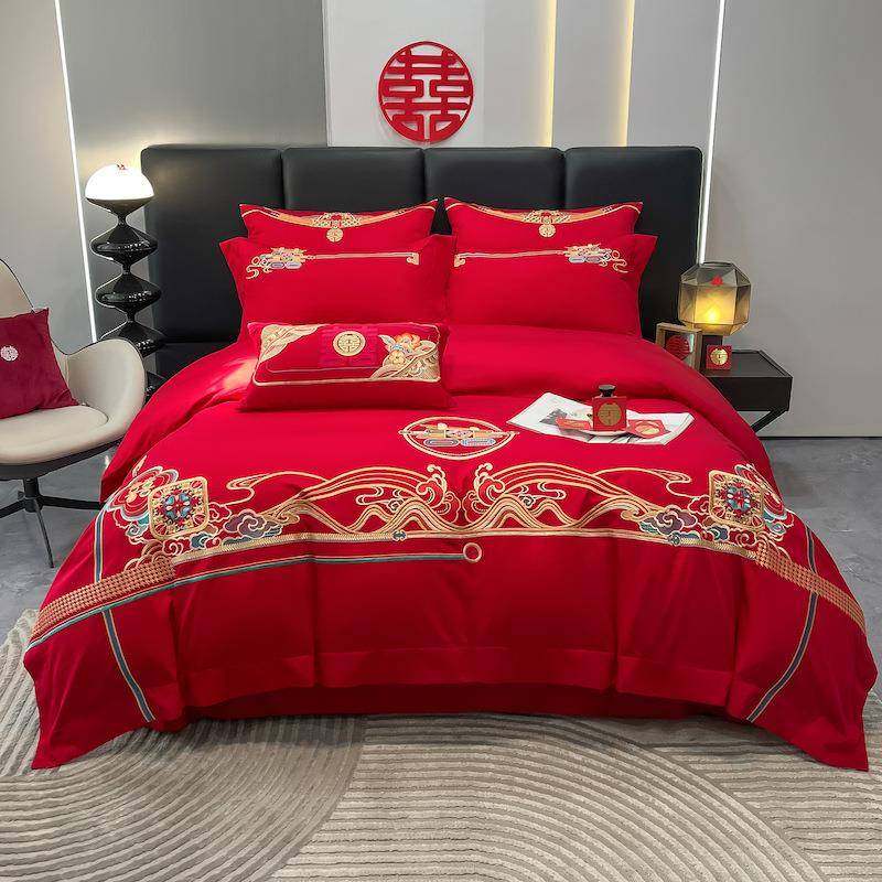 婚庆四件套婚嫁新婚床品刺绣被套红色结婚礼婚房婚床喜庆中式套件,自行车/骑行装备/零配件,更多零件/配件,淘宝优惠券,粉丝福利购,淘宝优惠卷