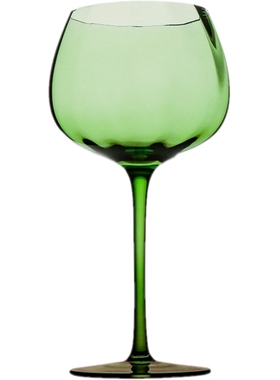 中古插棱绿色红酒杯水晶玻璃高脚杯家用葡萄酒杯香槟杯威士忌杯子