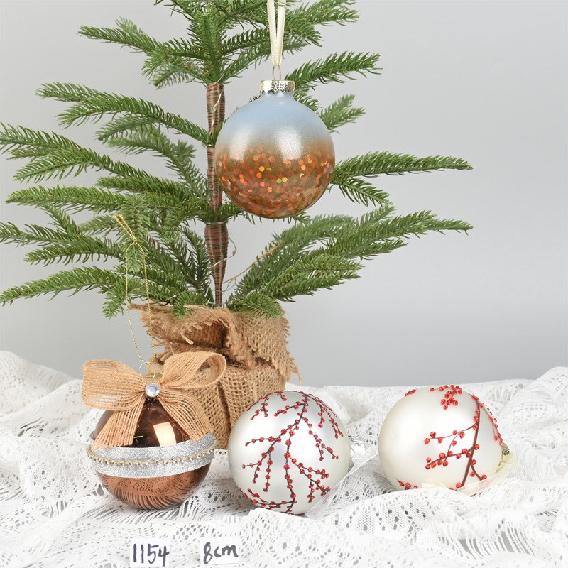 圣诞装饰品8-10CM玻璃彩绘球吊饰圣诞树场景布置吊球氛围彩球挂件