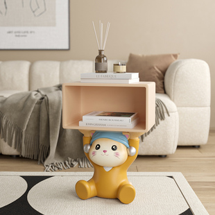 可爱猫咪儿童床头柜家用卧室奶油风现代简约小型边几床头置物收纳