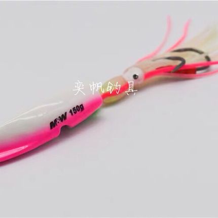 MW炎月饵二代鲈鱼饵配鱿鱼钩夜光 路亚铁板鲈鱼饵80g-180g海钓饵