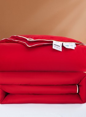 红色婚庆子母被二合一拉链款大豆被春秋结婚被子喜被X双人被芯冬