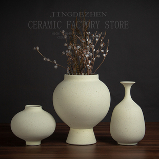 中式 饰品 复古粗陶土陶罐陶瓷花瓶客厅摆件干花插花器酒店样板间装