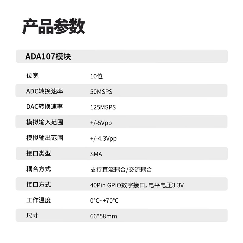 微相 FbPGA开发板配套 高速AD DA模块 ADA107