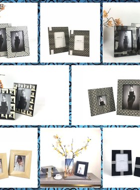 轻奢简约皮革相框6寸7寸家居装饰照片画框摆台样板间卧室床头柜