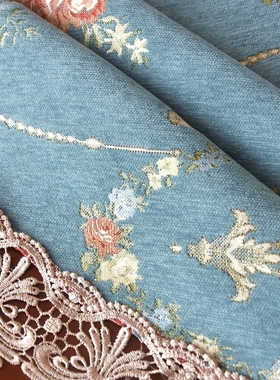 欧式蓝色加厚餐桌布布艺台布圆桌布转盘卓面家用大枱布盖布定制