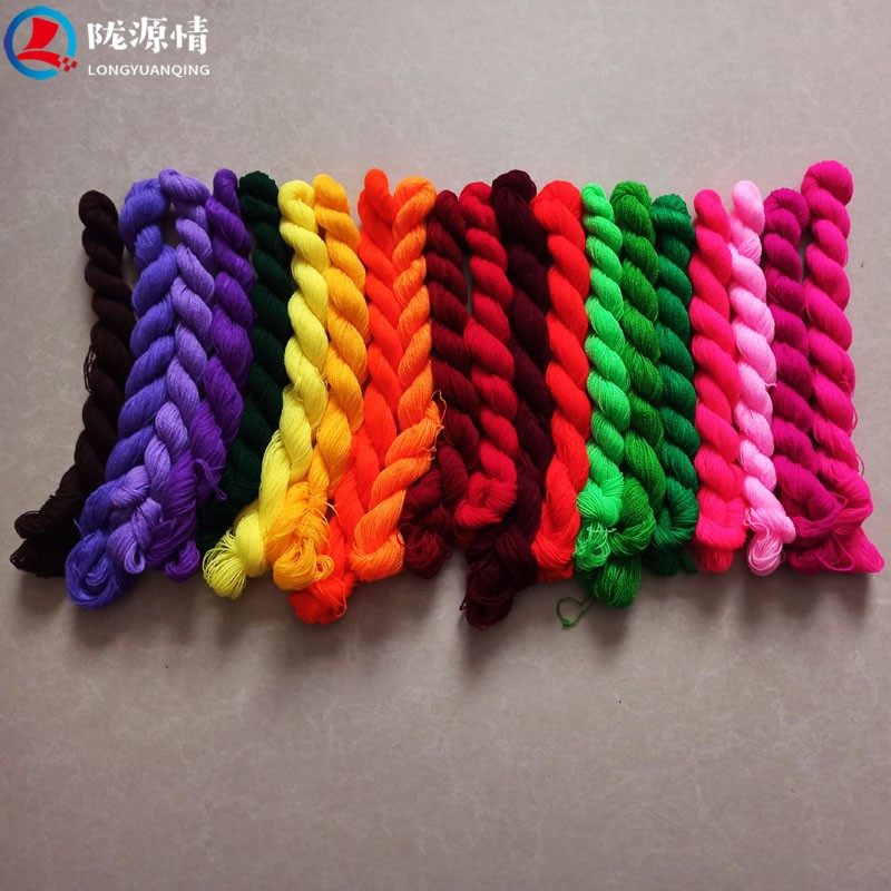 42色彩色朵花棉线细毛线12号针绣花掇花老式扇被单手工剁花线两股