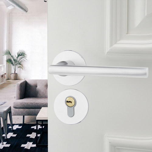 黑色分体锁室内卧室家用实木门锁房门把手锁黑色木门锁磁吸静音锁