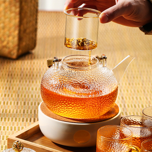 围炉煮茶玻璃茶壶泡茶家用耐高温煮茶器明火提梁壶烧水花茶壶套装