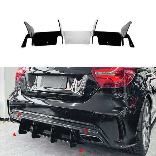 适用奔驰A级W176A45AMG后唇尾唇扰流板后刀锋风刀外饰改装