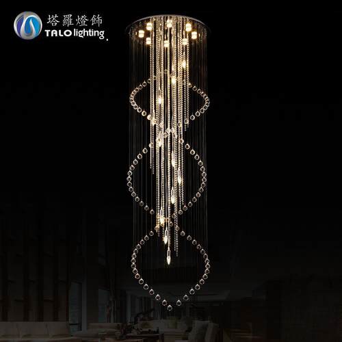 灯具简约创意别墅奢华复式楼梯长吊灯LED大气客厅水晶吊灯