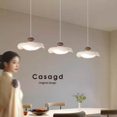 中古奶油风餐厅吊灯可升降现代简约饭厅餐桌灯新款吧台灯具casagd