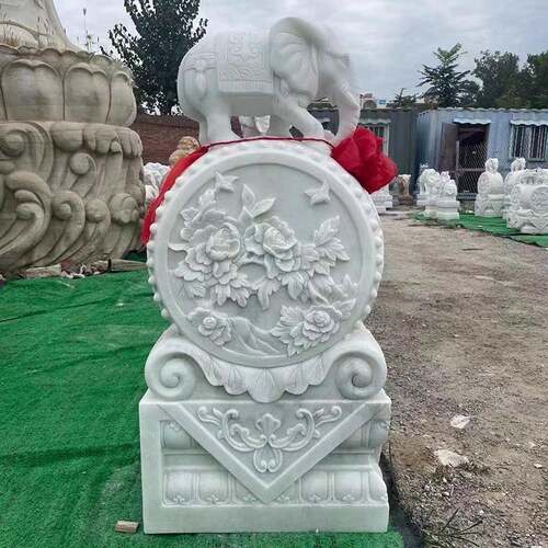 仿古抱鼓石门墩大理石石门墩一对汉白玉家居门口石雕狮子头
