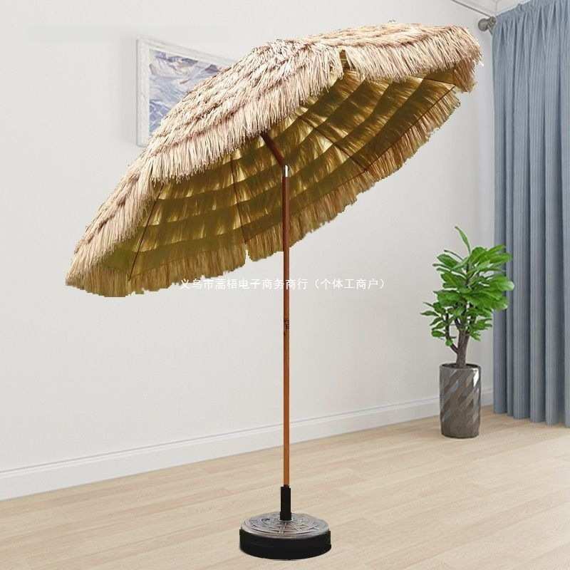 稻草伞茅草户外太阳伞遮阳伞庭院摄影阳台花园摆件