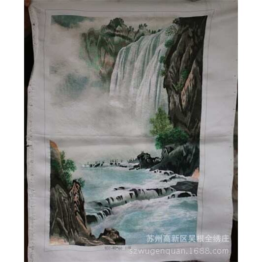 厂家生产苏绣手工刺绣画客厅装饰山水风景画未装裱绣片