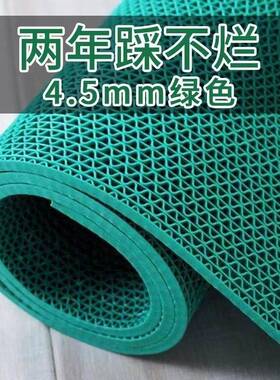 S形网格绿色约4.5毫米厚镂空PVC地垫疏水耐磨泳池浴室防滑地垫