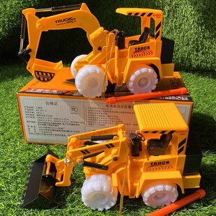 儿童电动万向推土机挖土机压路车抓木机炫彩灯光音乐万Z圣灯笼礼