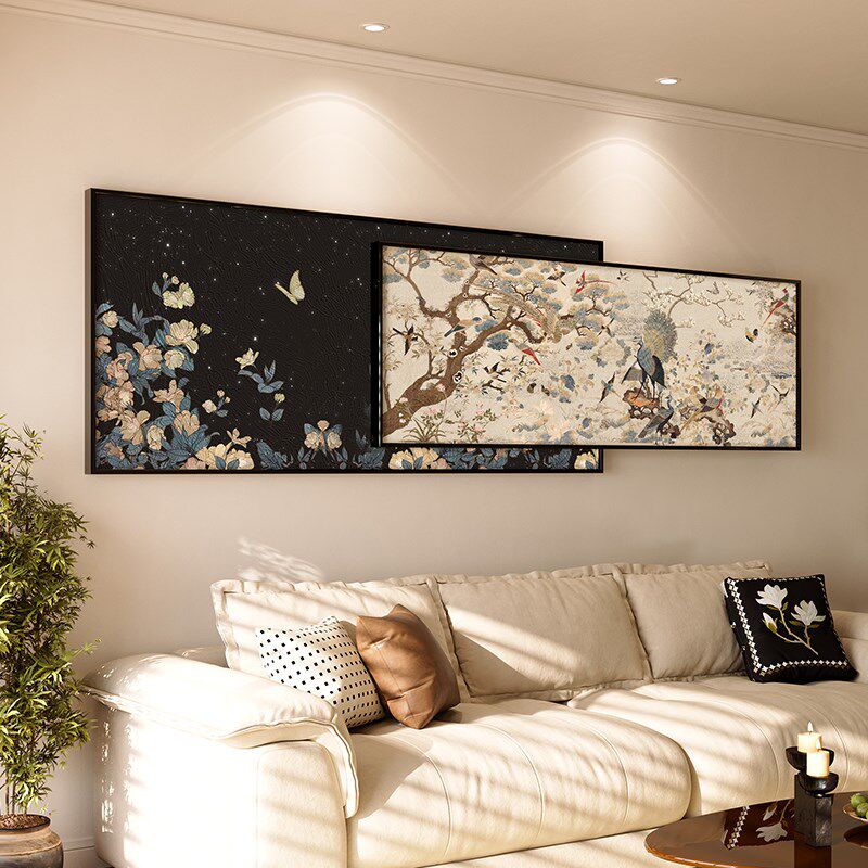 花鸟图新中式客厅装饰画高级感中古风沙发背景墙T挂画大气复古壁