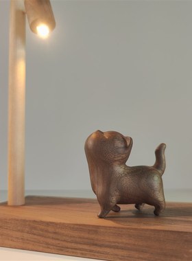 软萌系 实木g路灯傲娇猫木制摆件 桌面氛围柜子床头小夜灯礼物