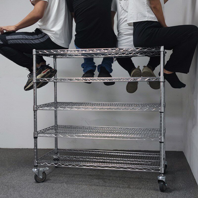 镀铬货架不锈钢多层线网货架仓库网格展示架家用储物架阳台多肉架