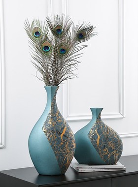 新中式陶瓷花瓶i高级感复古花器客厅样板间玄关电视柜桌面装饰摆