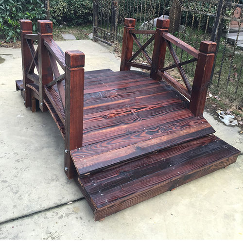 实木定制防腐木木桥公园庭院复古拱桥花园户外景观桥碳化木装饰桥