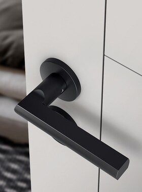 门锁室内家用房门锁卧室黑色w实木门把手静音分体锁通用型磁吸锁