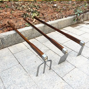 不锈钢锄头花锄种菜种花锄草地松土带把宽口加厚农用土.锄木柄日