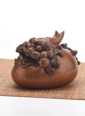 紫铜貔貅镇纸书房摆件皮休手把件客厅书房办公桌面装饰送长辈礼品