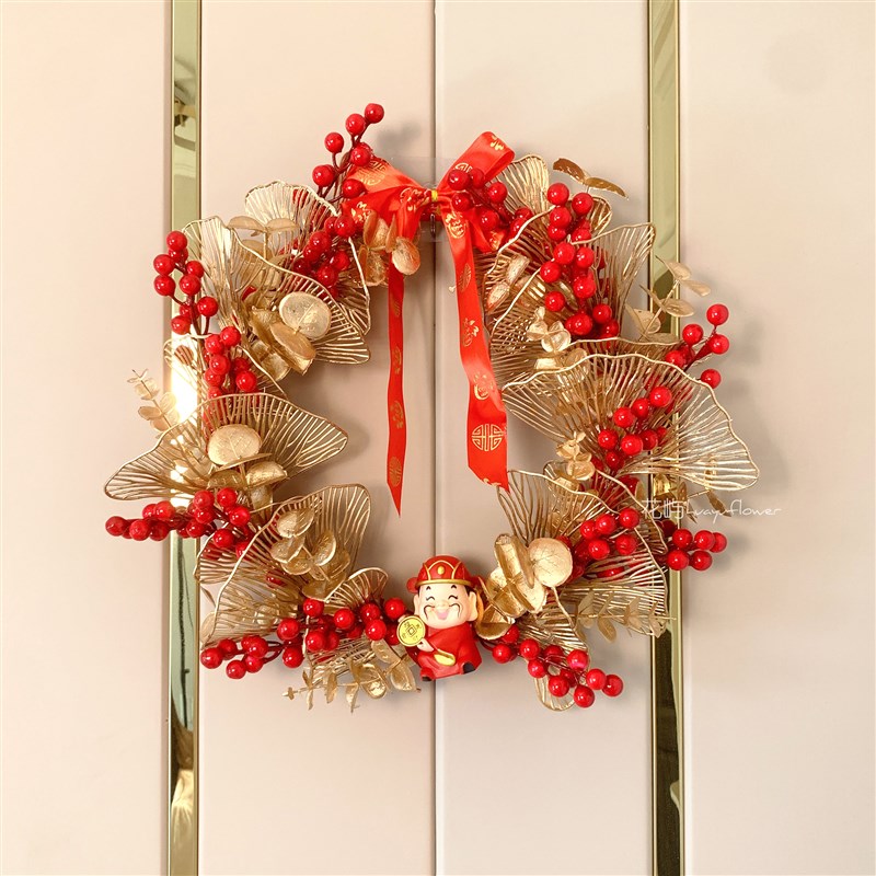 2023新年宵花环福桶材料包diy手E工装饰墙壁门挂件过年春节挂饰品