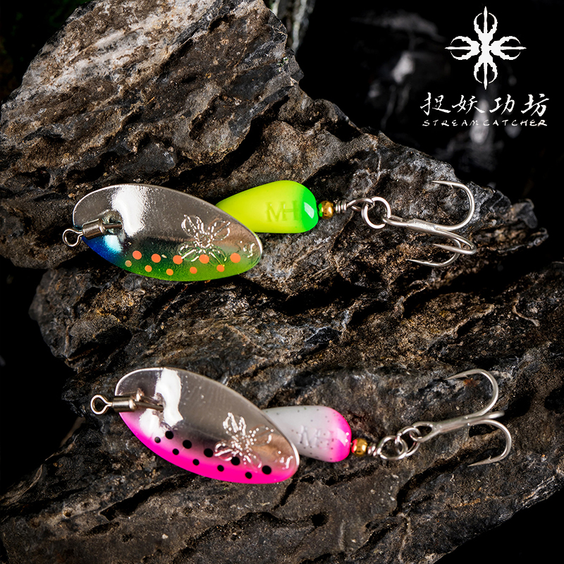 捉妖工功坊鬼流星钨钢飞旋转亮片微G物溪流路亚假饵马口鱼硬饵
