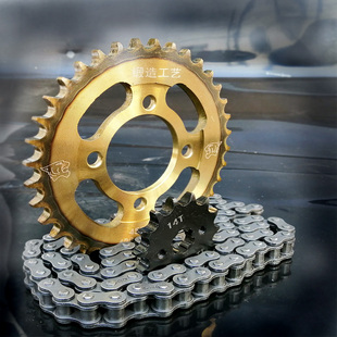 适用弯梁摩托车110大阳100钱江大小飞链条套装 链盘齿轮加厚通用70