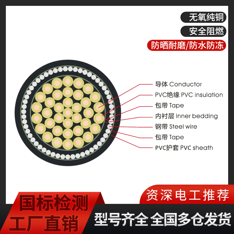 江南控制电缆KVV屏蔽线KVVP2 3 4 5 6 7 8 10 12芯1T 1.5 2.5平方