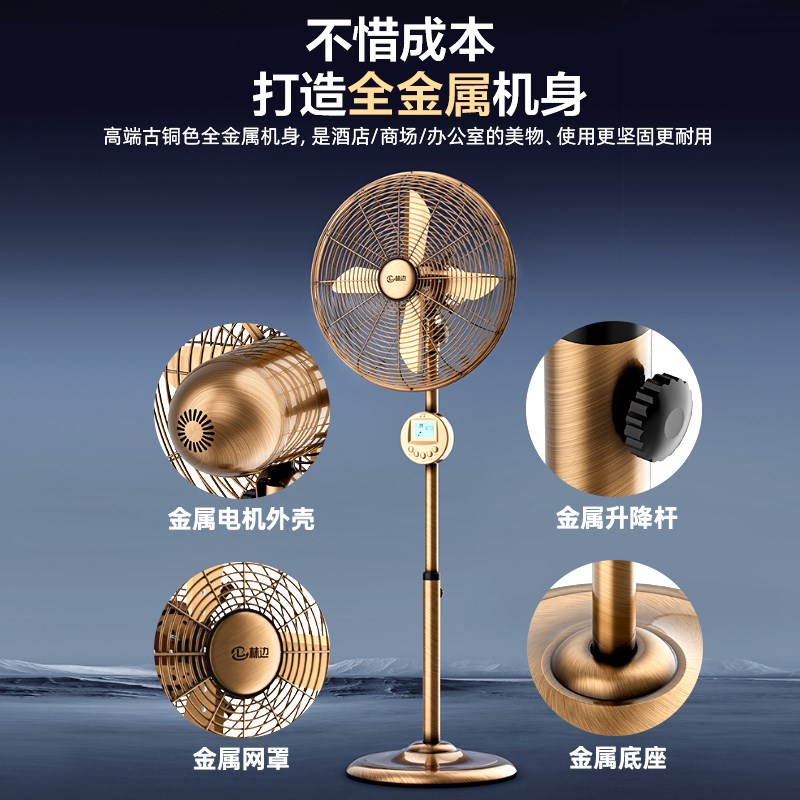 林边电风扇e家用落地扇客厅大风力强劲商用升降仿复古全金属工业