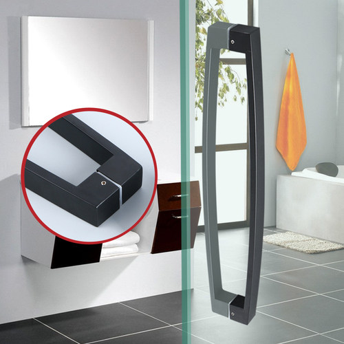 淋浴房拉手玻璃门把手推拉移门304不锈钢浴室门拉手孔距440mm黑色