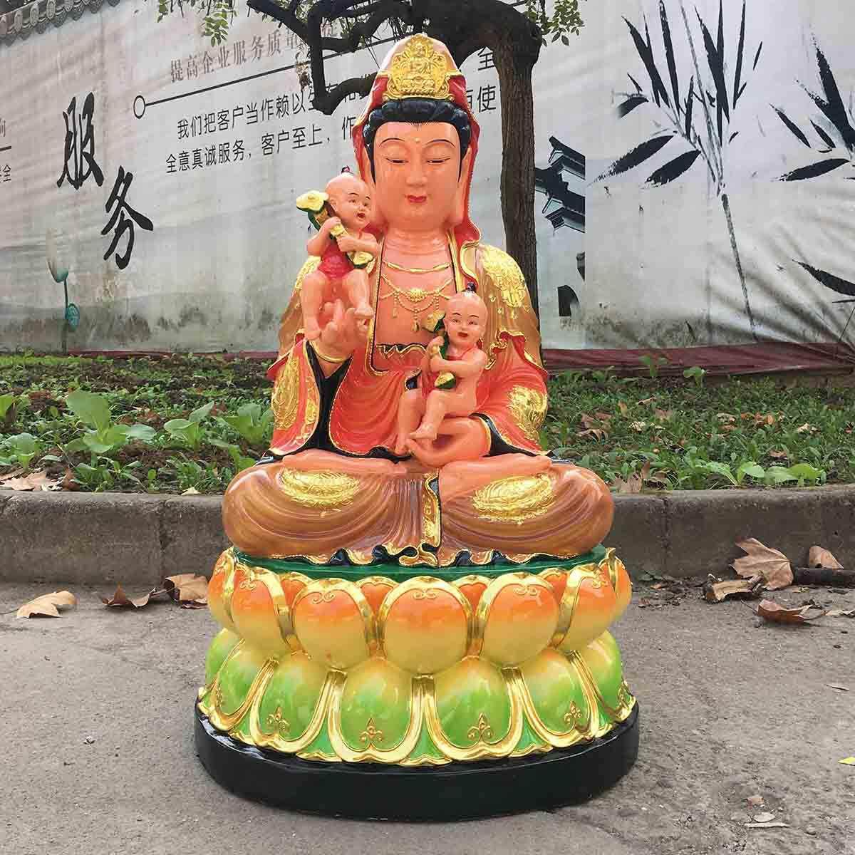 树脂玻璃钢摆件 寺庙佛像 贴金 彩绘 极彩 送子观音像