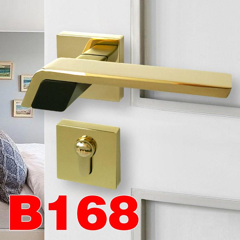 黑色简约室内卧室门锁磁吸木门锁家用PVD金色静音锁具套装通用型