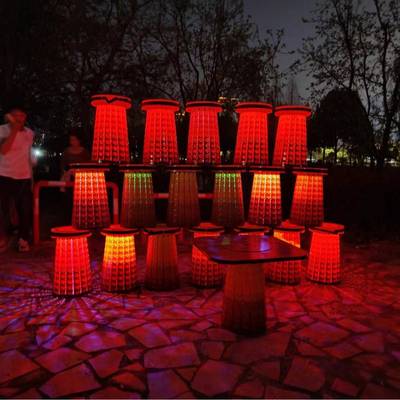 LC01-ZD007超大号户外露营折叠伸缩凳发光野营折叠桌椅450kg承重