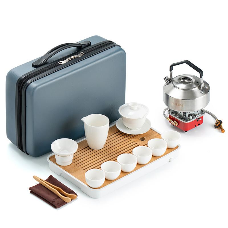 旅行茶具套装便携式户外露营带烧水壶煮茶炉泡茶喝茶整套茶具装备