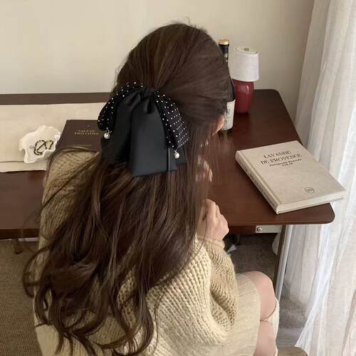 艺丽丝韩系波点蝴蝶结马尾抓夹
