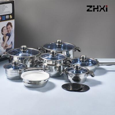 不锈钢套锅cookware sets 60pcs 不锈钢炊具套装锅出口套装温控锅