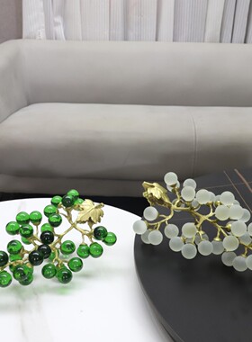 现代简约高档金属仿真水晶葡萄桌面摆件酒架装饰品样板房软装搭配