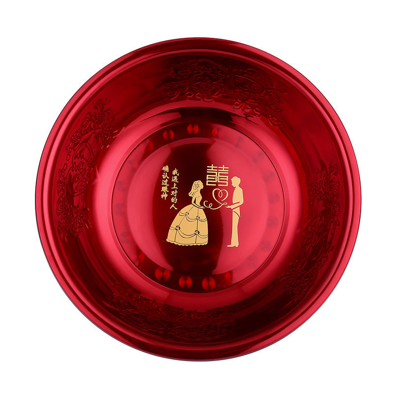 结婚洗脸盆婚庆不锈加厚红色喜盆喜娘陪嫁包袱聚宝盆家用新人洗漱